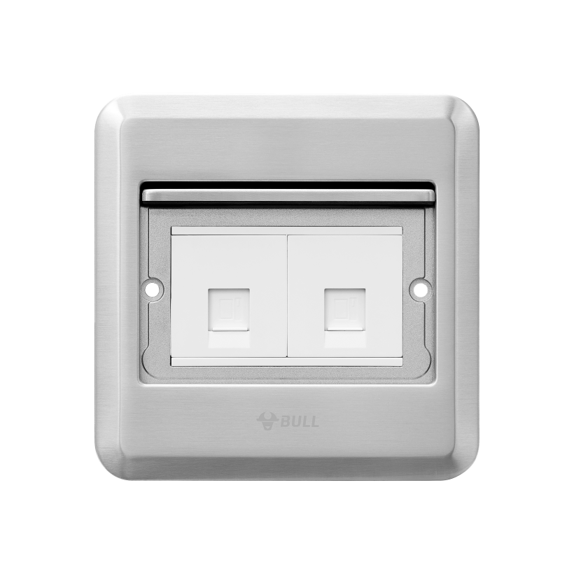 GD8T222二位电脑翻盖式方形地脚插座（六类/银色）